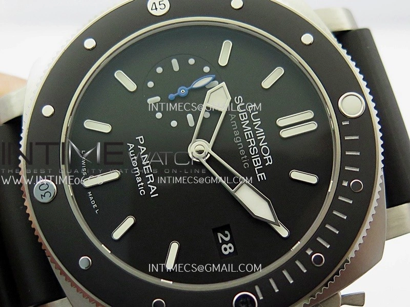 PAM1389 Titanium Submersible Black Ceramic Bezel VSF 1:1 Best Edition Black Dial On Black Rubber Strap P.9010 Clone
